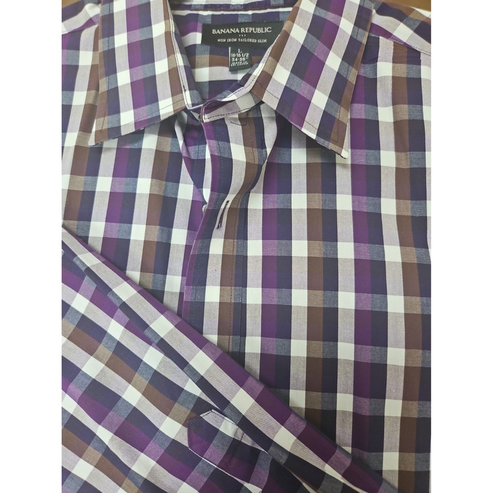 Banana Republic Shirt Mens L 16-16.5 34/35  Tailored Slim Fit Non Iron
